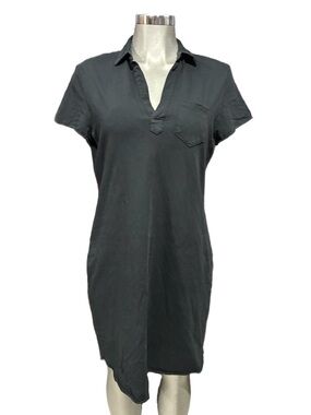 Frank & Eileen Lauren Polo Dress Black Size Large 100% Cotton Preppy Tenniscore